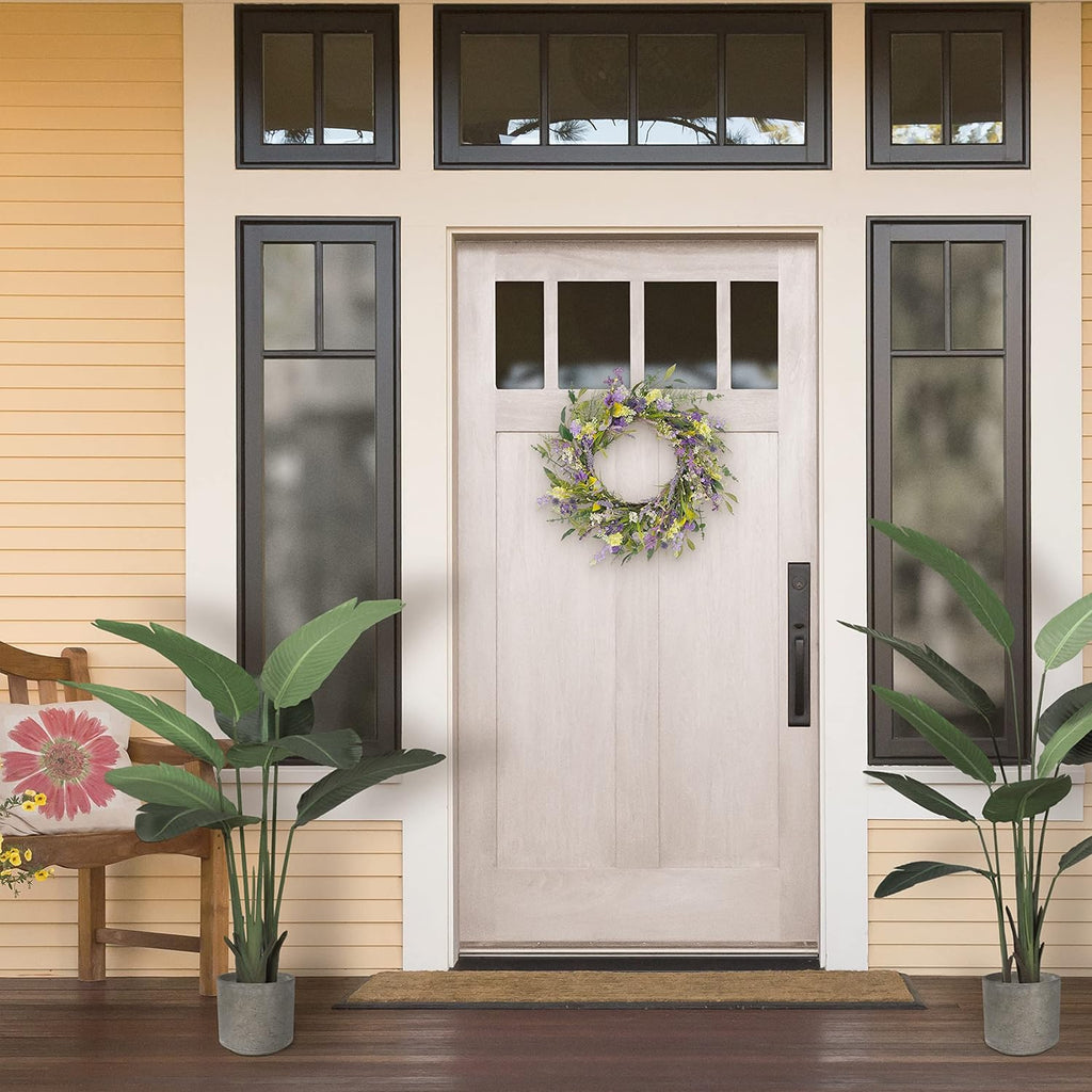 24" Artificial Lavender Floral Door Wreath, Green/Purple O318298