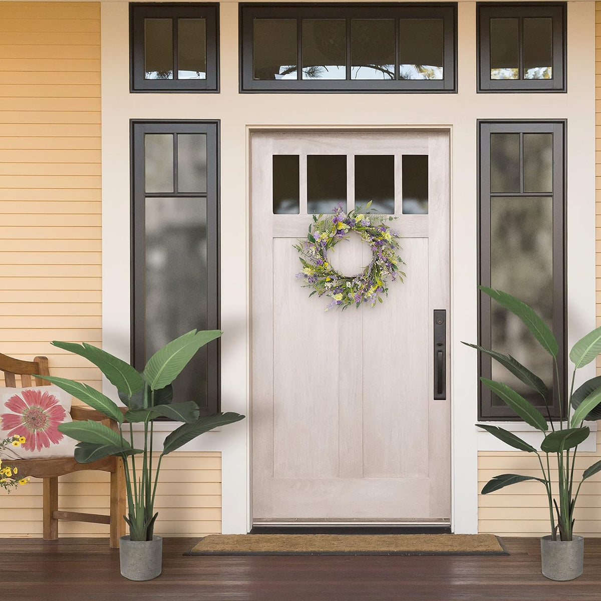 24" Artificial Lavender Floral Door Wreath, Green/Purple O318298