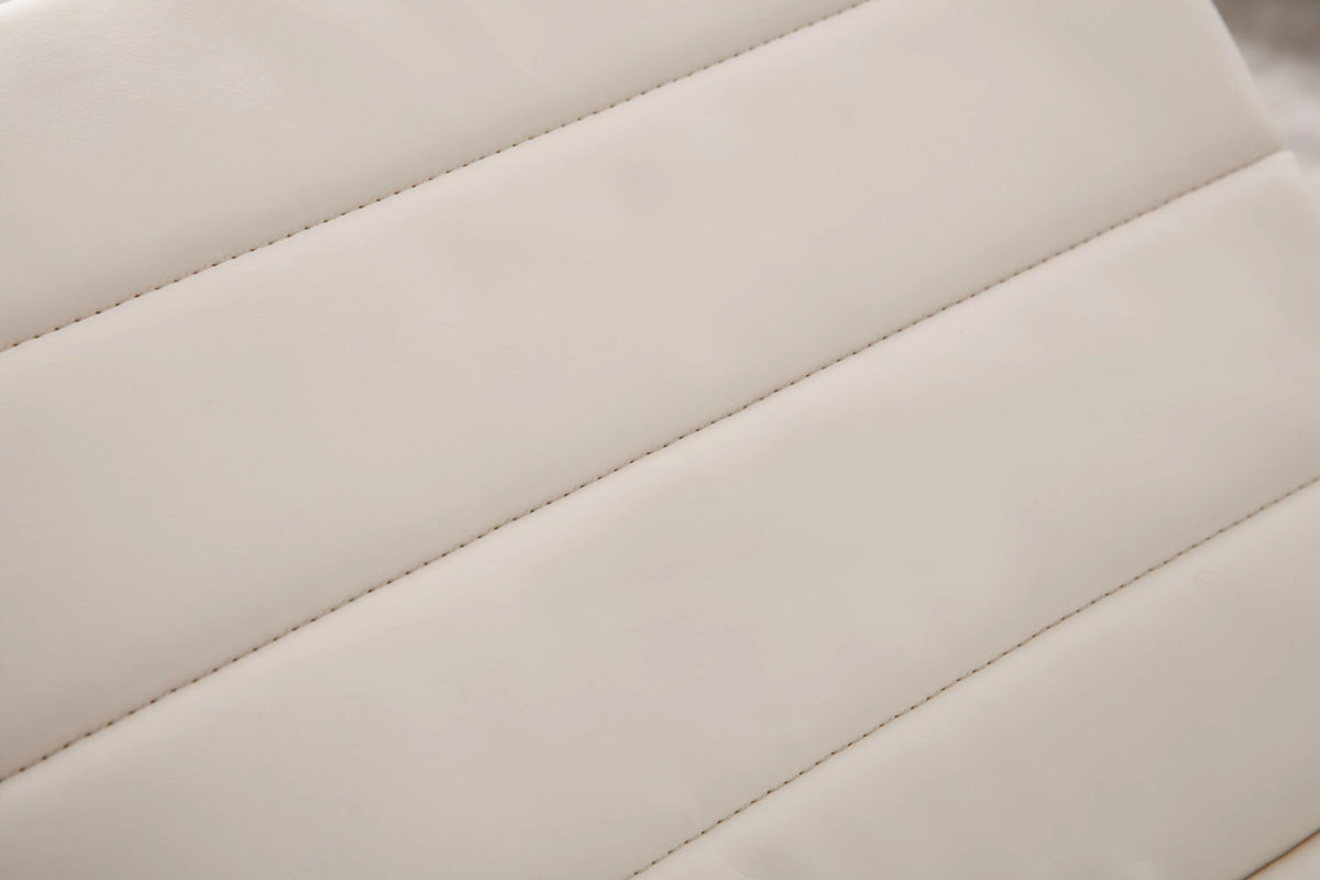 White & Black Faux Leather Curved Sofa A9615
