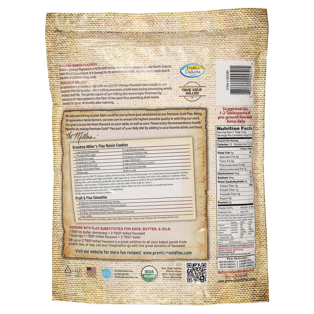 Organic Golden Omega Medium Ground Flaxseed, 4lb. M94509