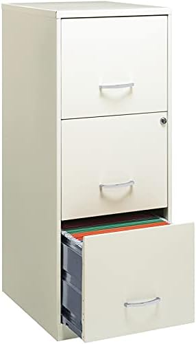 3 Drawer Metal File Cabinet with Lock Pearl White E733