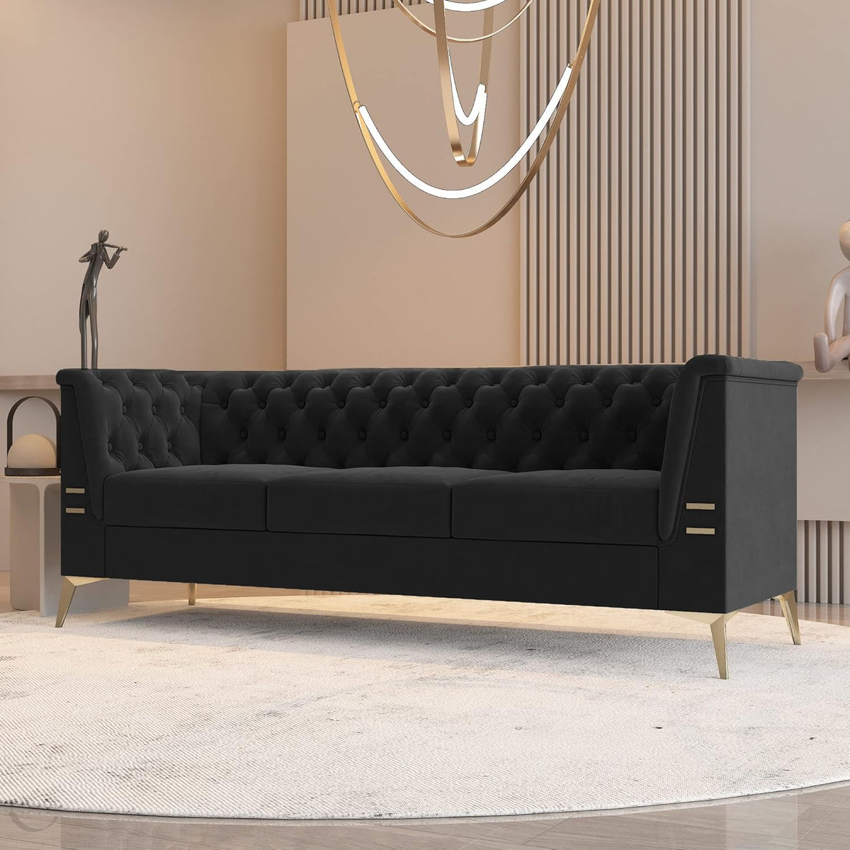 Dark Grey Velvet Chesterfield 3 Seater Sofa D36218
