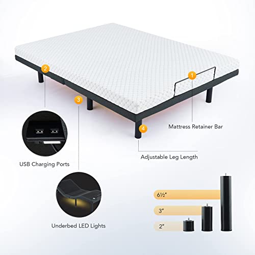 Queen Size Motorized Adjustable Bed Frame with Remote Control E7074