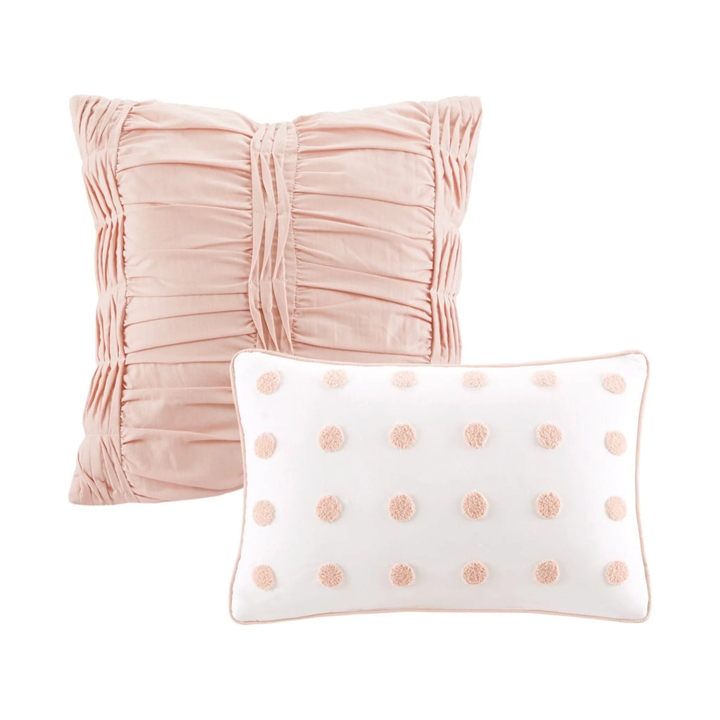 Cotton Jacquard Pink 5-Piece Comforter Set B3626