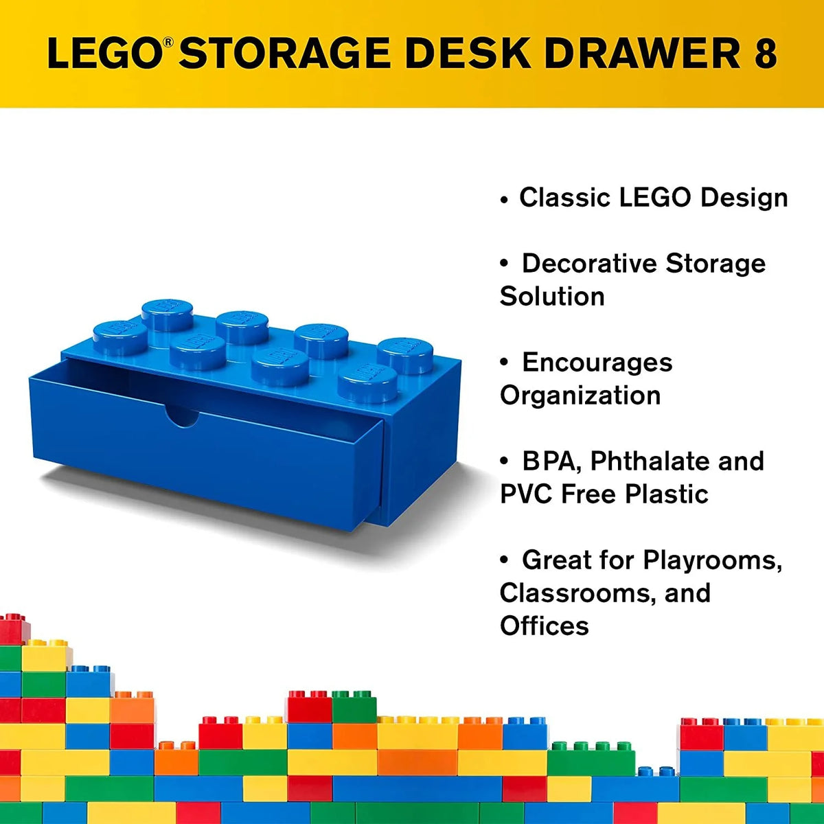 8 Stud Stackable Storage Brick Desk Drawer Z764