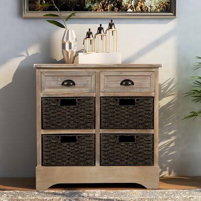 Beige Solid Wood Accent Cabinet F6006