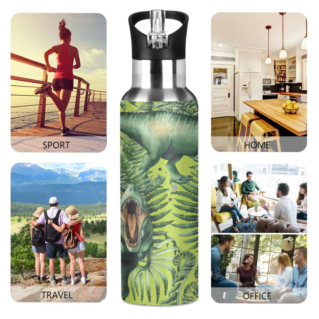Stainless Steel Insulated Thermos Vacuum Flask Water Bottle with Straw Lid V75163