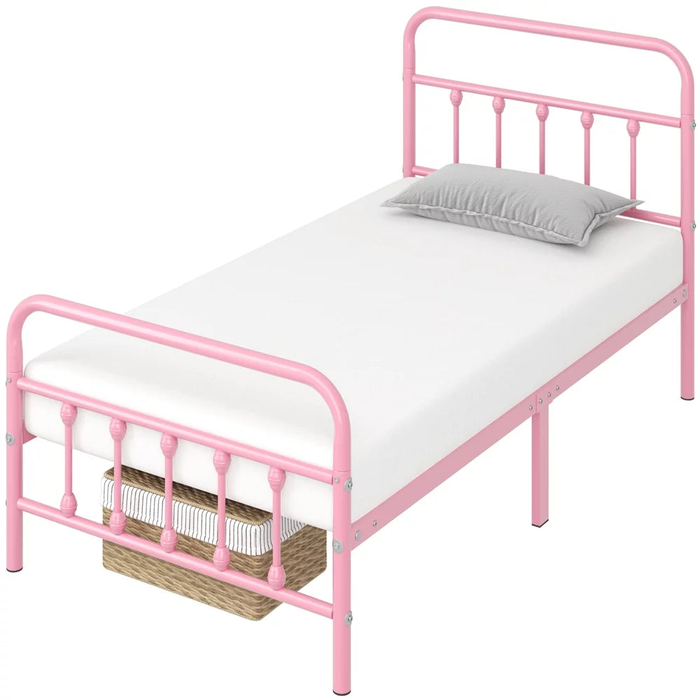 Queen Metal Bed Frame with Headboard & Footboard, White A445696