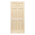 Clear 6-Panel Solid Core Unfinished Pine Wood Slab Door J1636