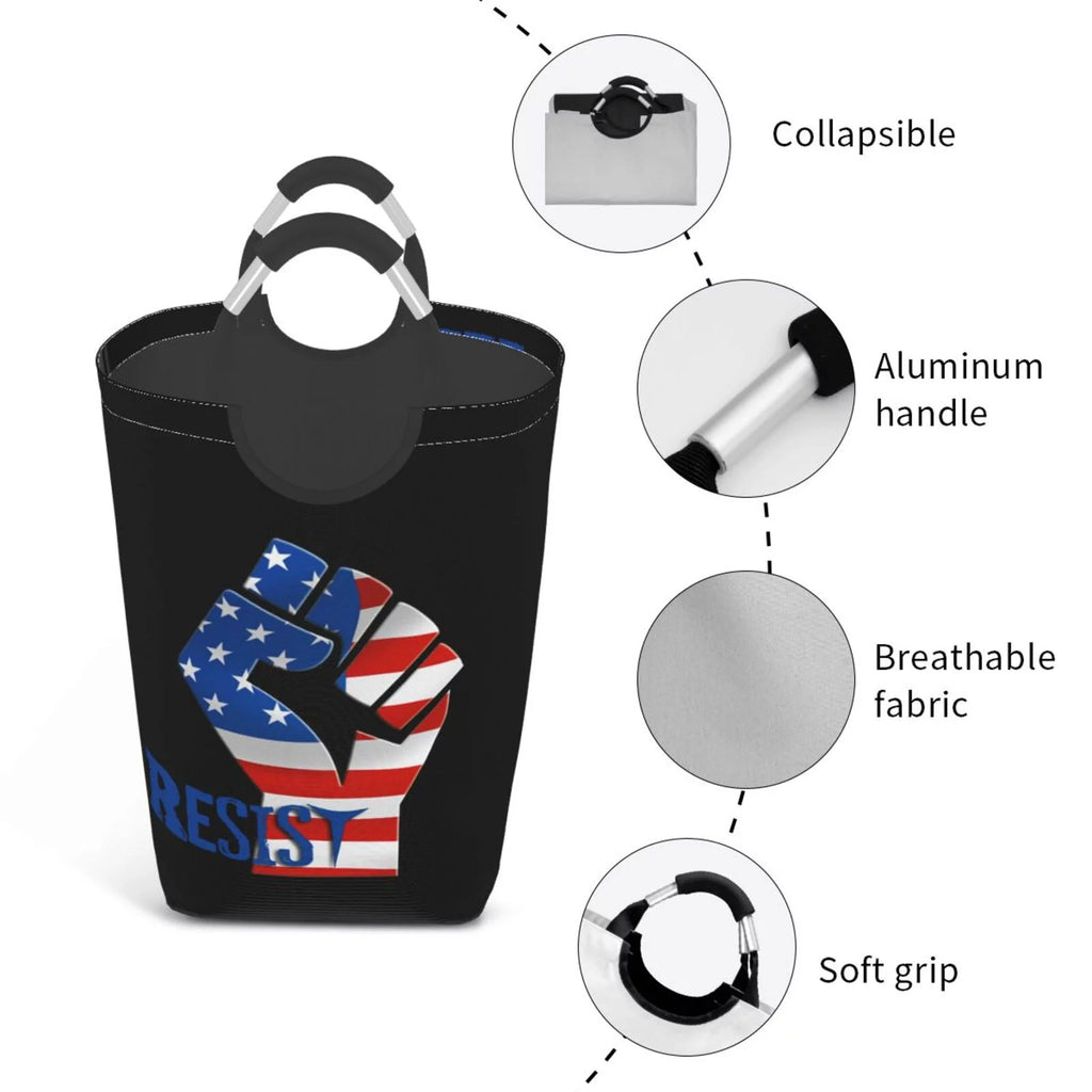 American Usa Flag Laundry Basket with Handles K82728