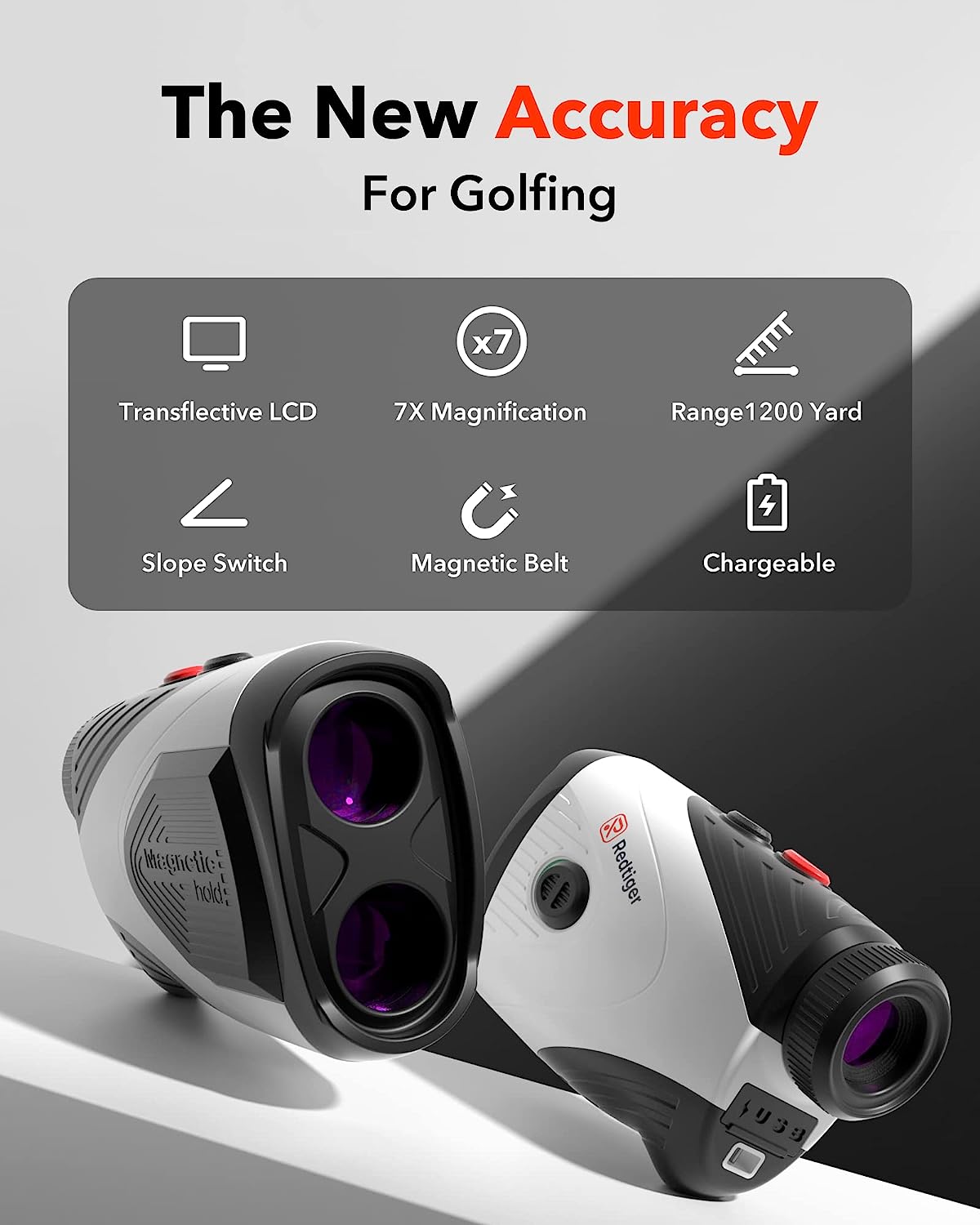 Black & White Mix Laser Golf Rangefinder with Slope, 1200 Yards Range L9652