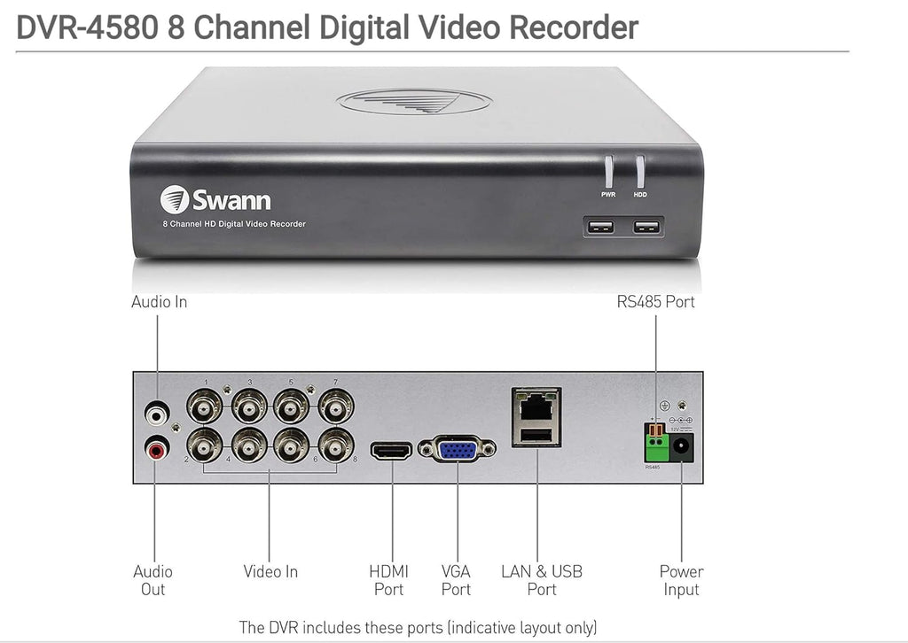 8 Channel 4 Camera Wired Security System 1080p HD DVR 1TB HDD Z877