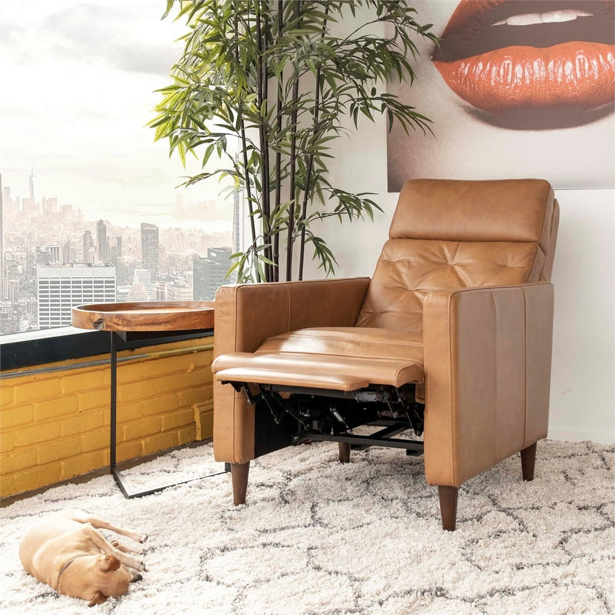 Cognac Brown Leather Recliner Set A737