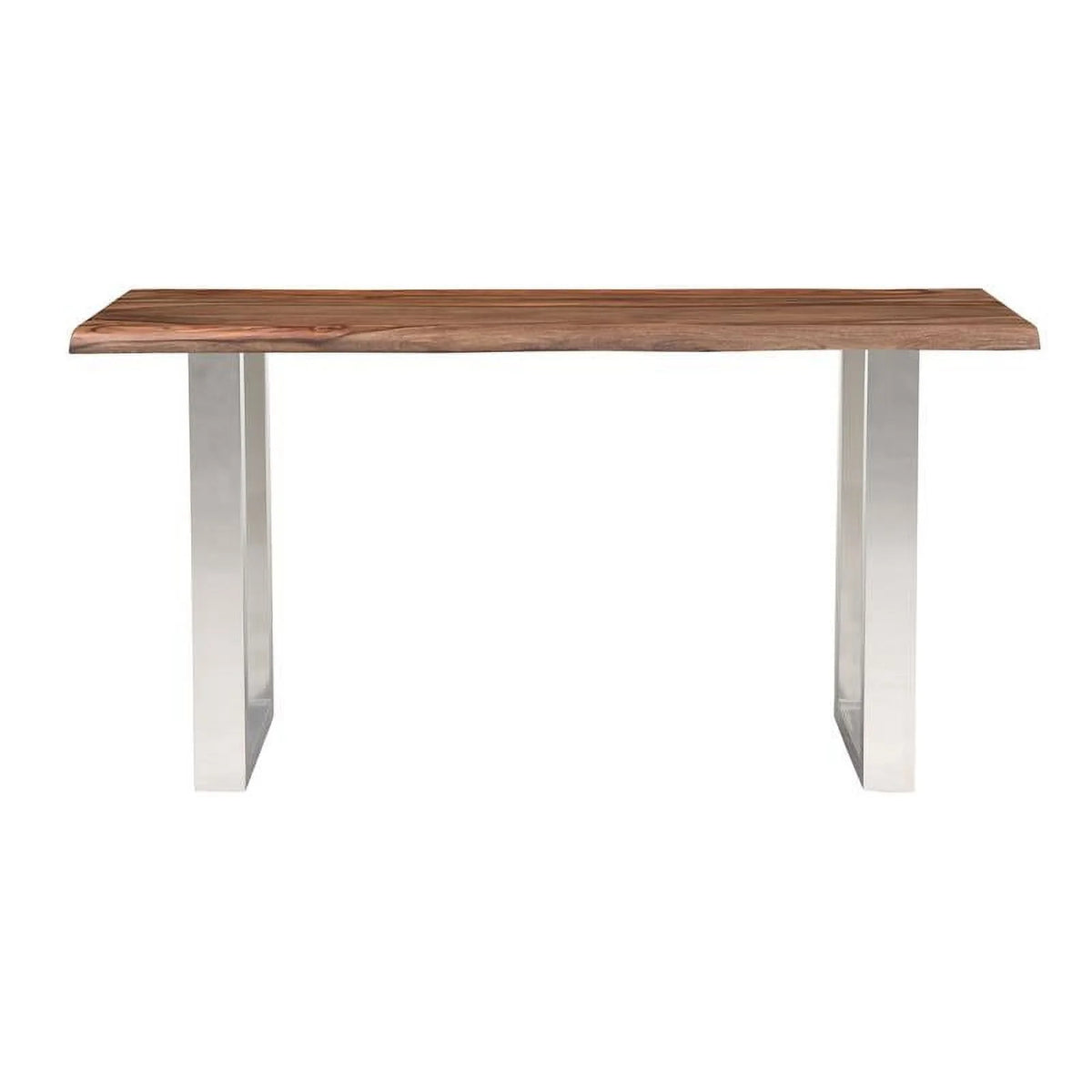 Wood Console Table with Brown Top Chrome Base T57216