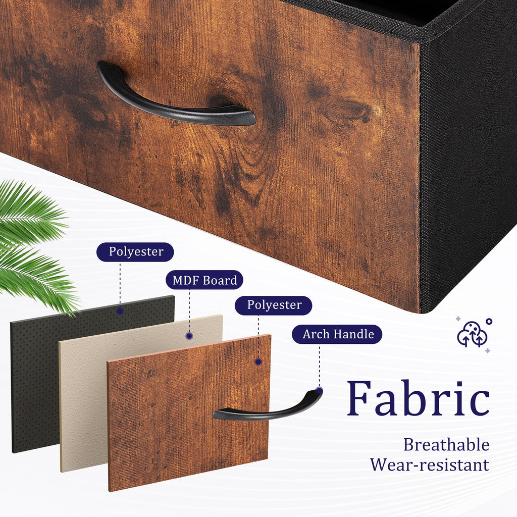 Black 5 Drawer Fabric Dresser with Wood Top D124188