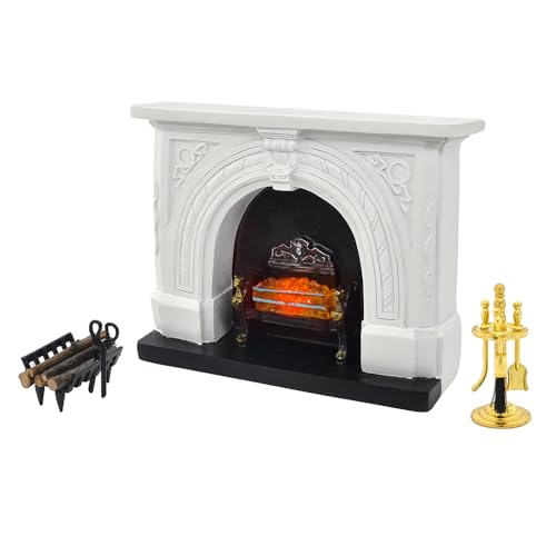 Dollhouse Fireplace and Accessories 1/12 Scale 4pcs G210