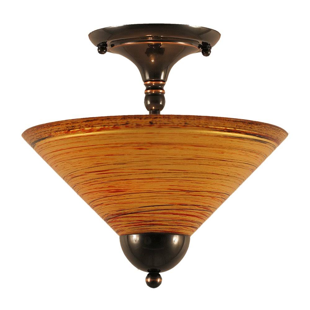 Two Light Semi-Flush Mount Black Copper Finish R696