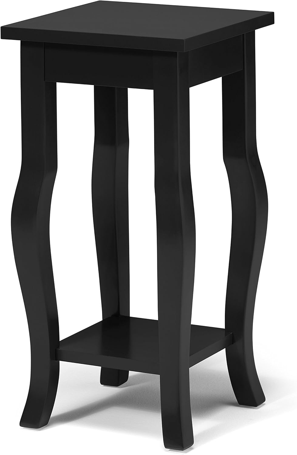 Black Wood Pedestal End Table with Lower Display Shelf, Pack of 2 C963