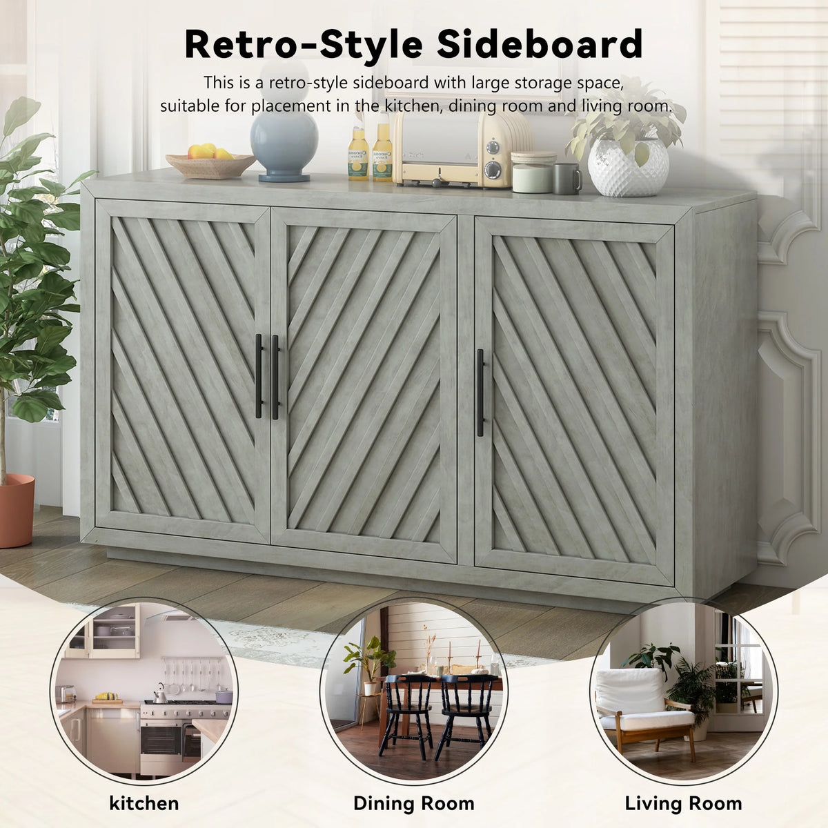 3 Doors Vintage Sideboard Cabinet A428