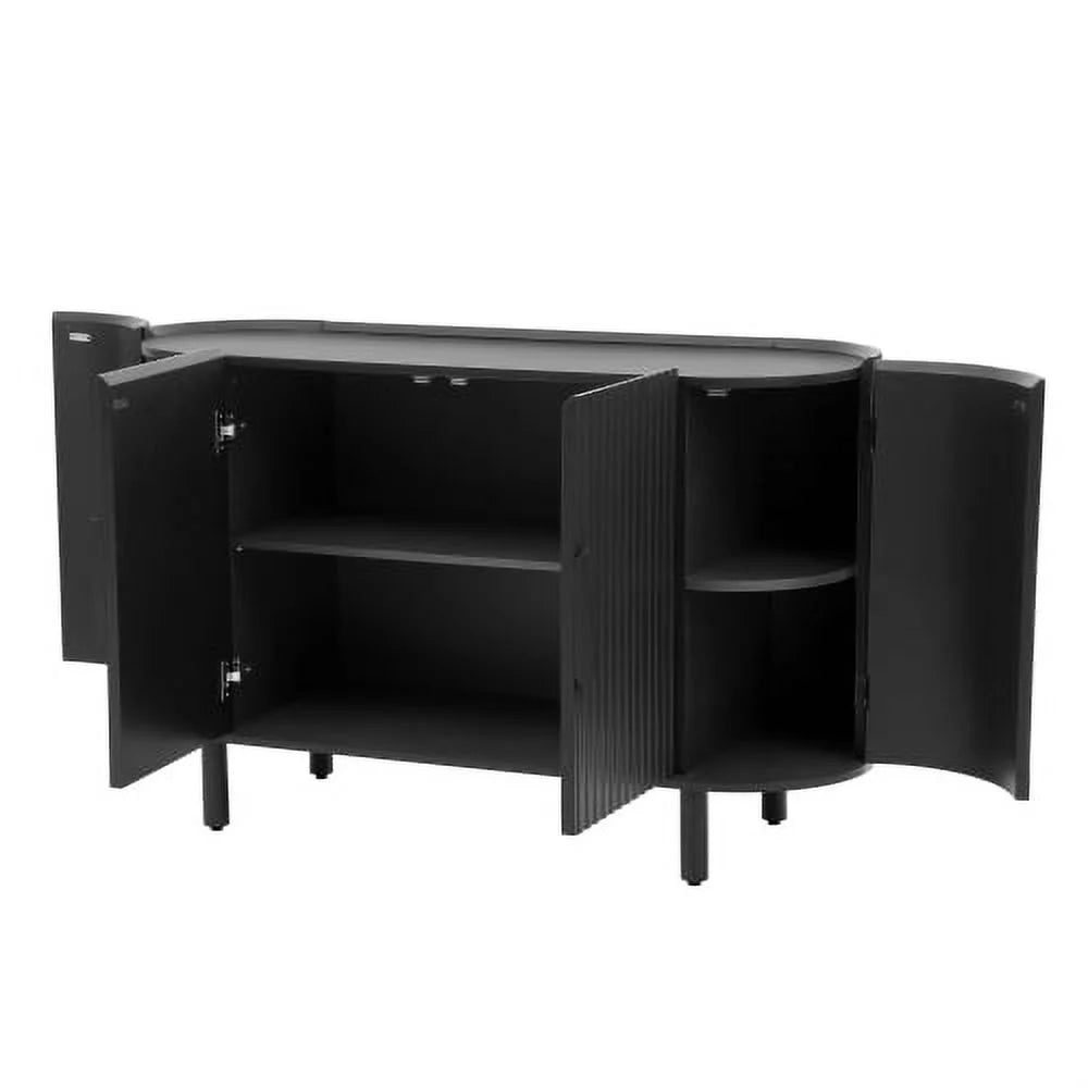 Black Curved Sideboard with Adjustable Shelves U677