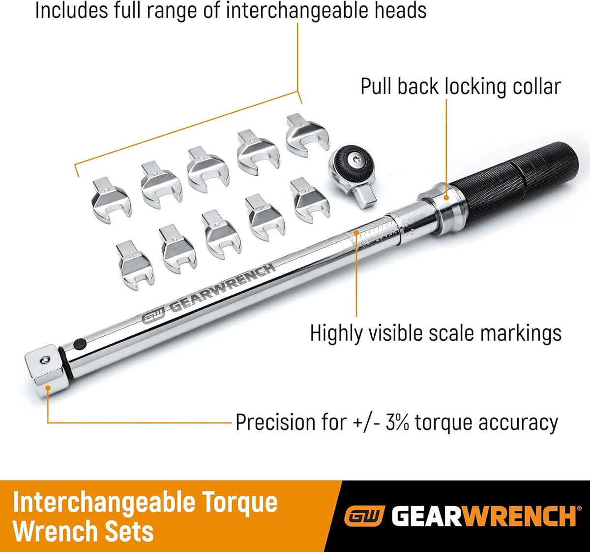 12 Pc. 3/8" Drive Metric Open End Interchangeable Torque Wrench Set R5130