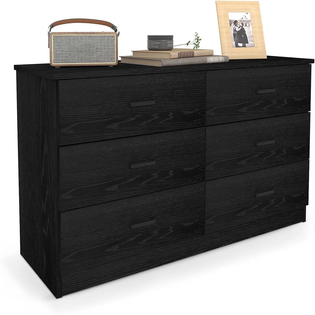 Black 6 Drawer Wood Dresser Z962