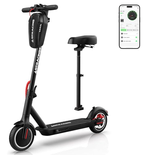 Electric Scooter with Seat and 3L Bag, 20 Miles Range, 450W Motor, 8.5" Pneumatic Tire Q50869