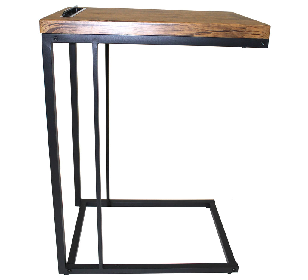C Shaped Side Table with Coffee Top, 27 Inches B535392