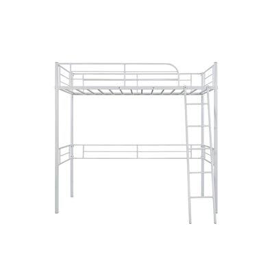 White Twin Loft Bed Frame with Ladder N812609