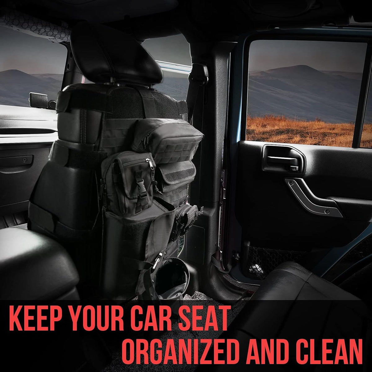 Tactical Car Seat Back Organizer with 6 Detachable Pockets Pack of 2 A4695