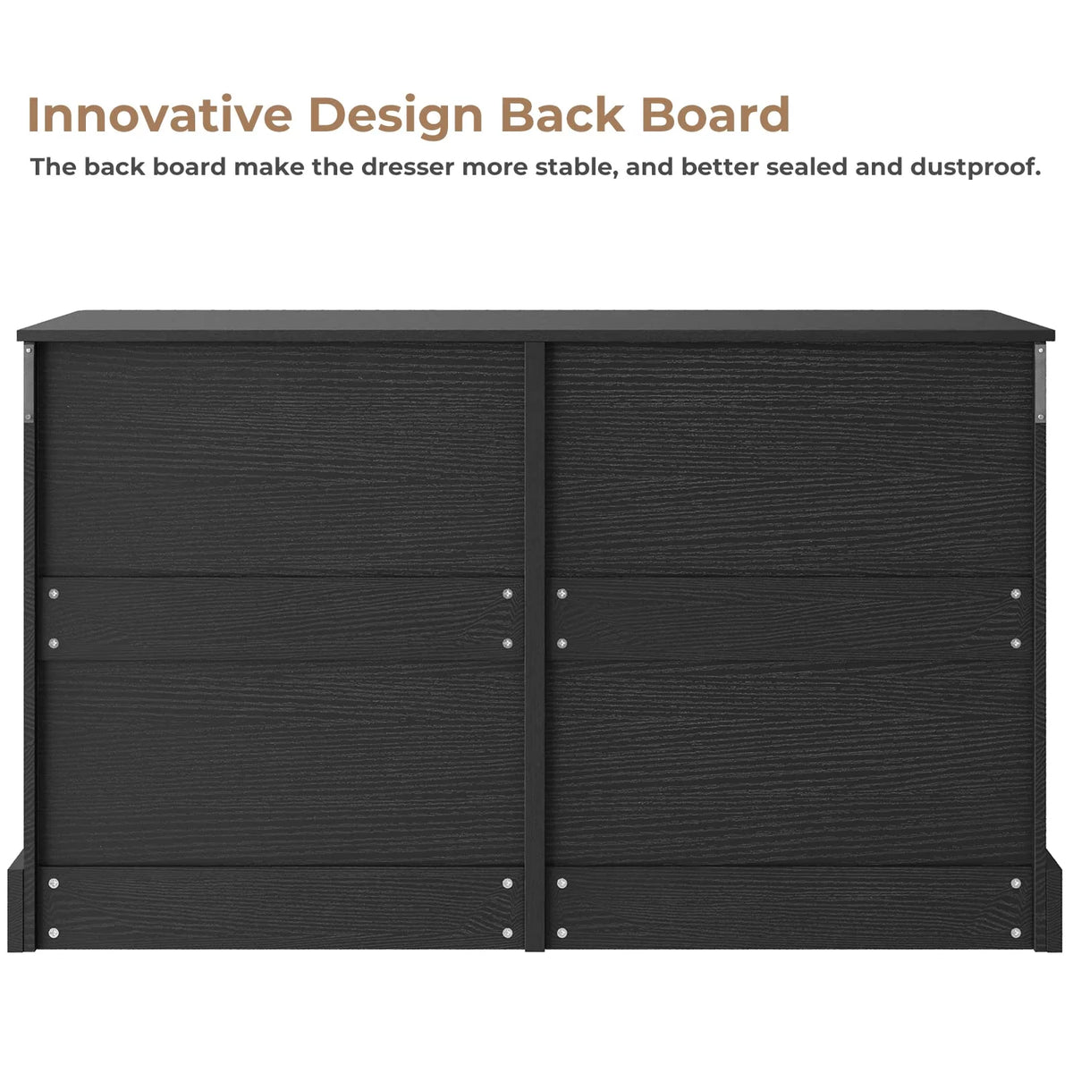Black 6 Drawer Wooden Dresser G72278