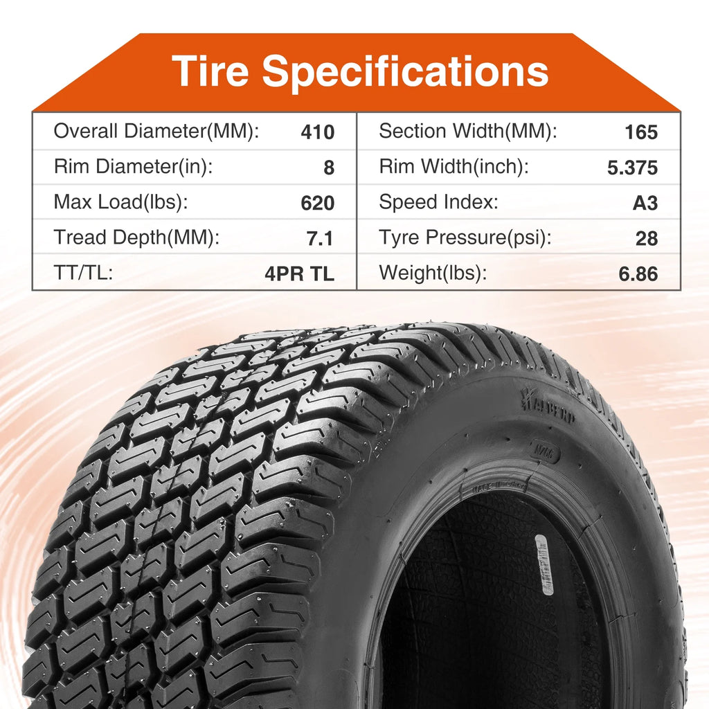 16x6.50-8 Lawn Mower Turf Tires 4Ply Tubeless H2165