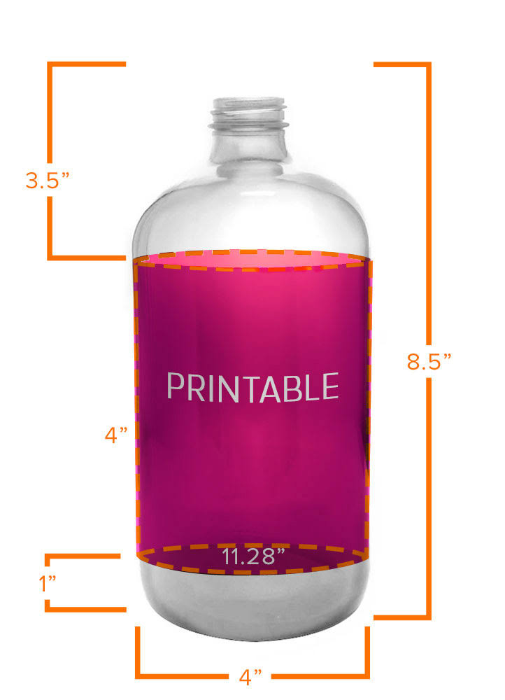 32 oz Clear Glass Boston Round Growler T18946