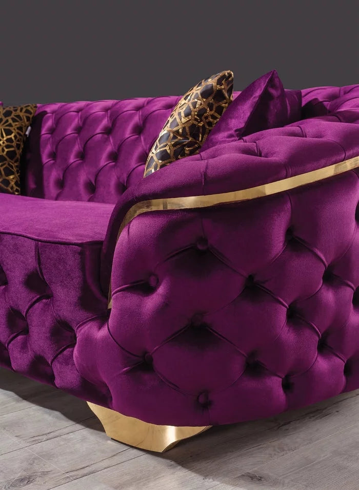 Purple Velvet Sofa & Loveseat Q7356