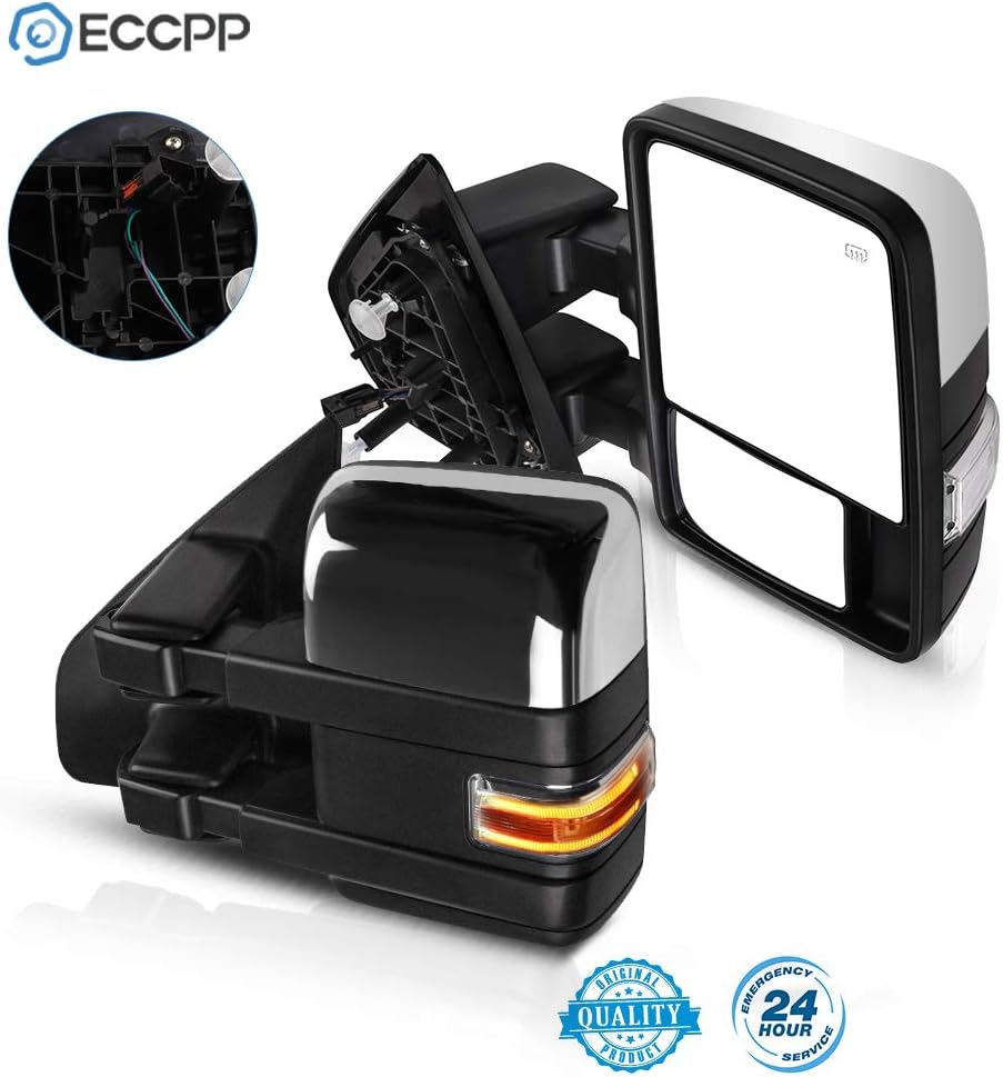 Chrome Housing Heated Power Towing Mirrors for Ford F-150 E1029