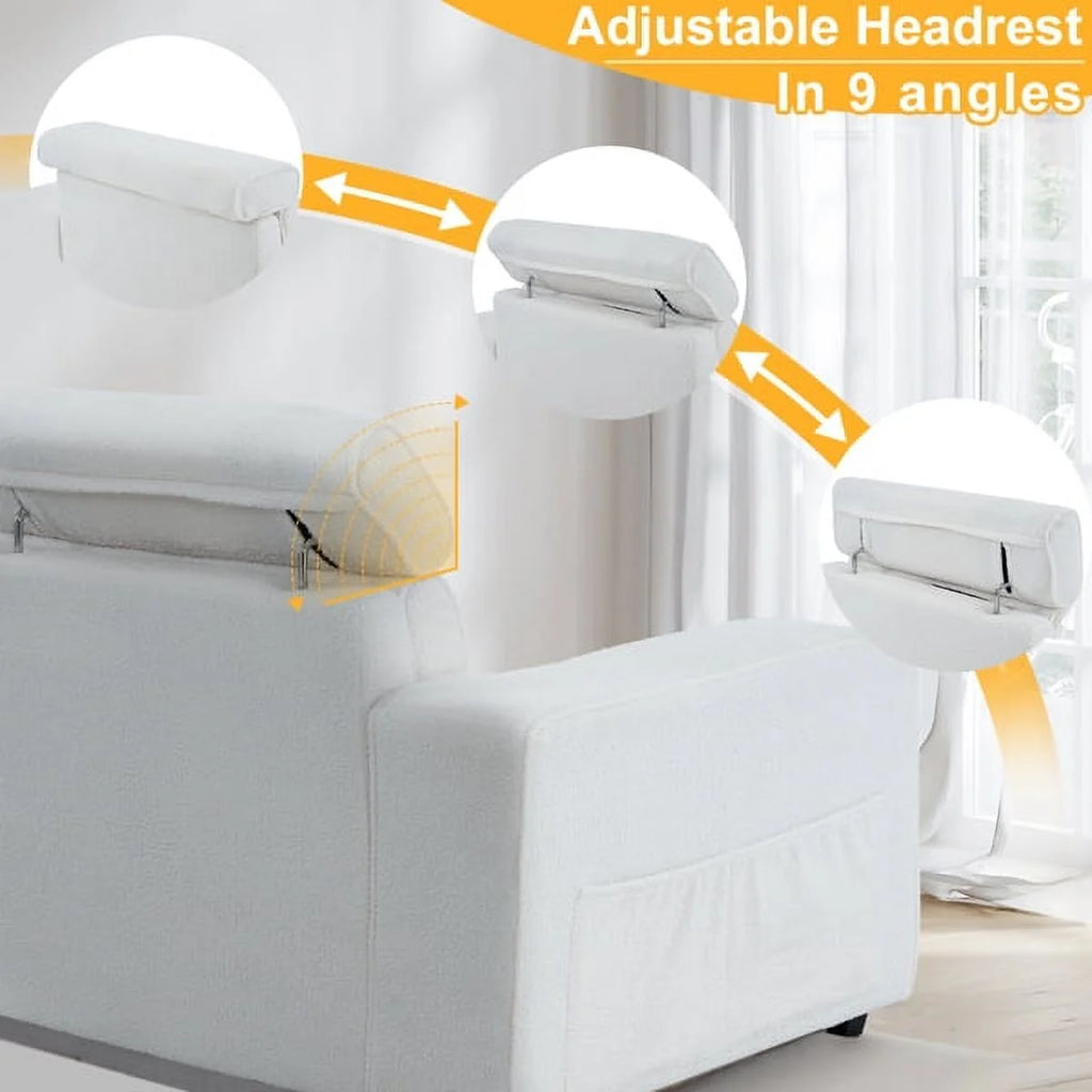 Off-White Teddy Velvet 2-Seat Sofa Bed with Detachable Armrests Z32591