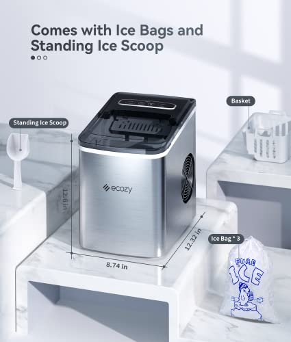 Nugget Ice Maker Countertop 33 lbs Self-Cleaning Stainless Steel C751