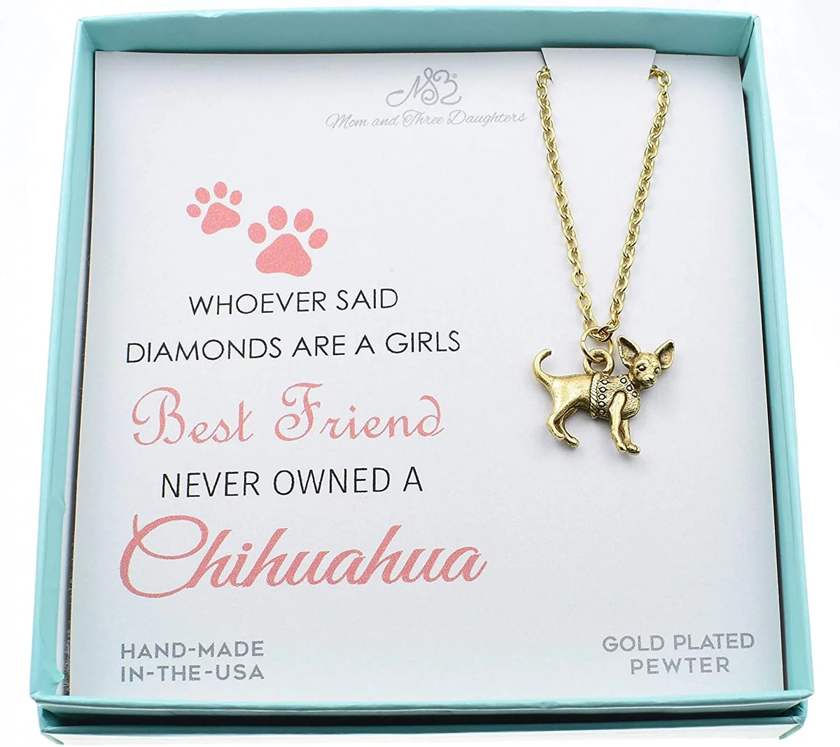 24K Gold Plated Pewter Chihuahua Necklace S69656