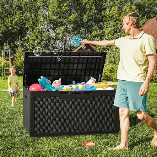 100 Gallon Resin Lockable Storage Box Black X112