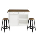 White Kitchen Island with 2 Stools W761