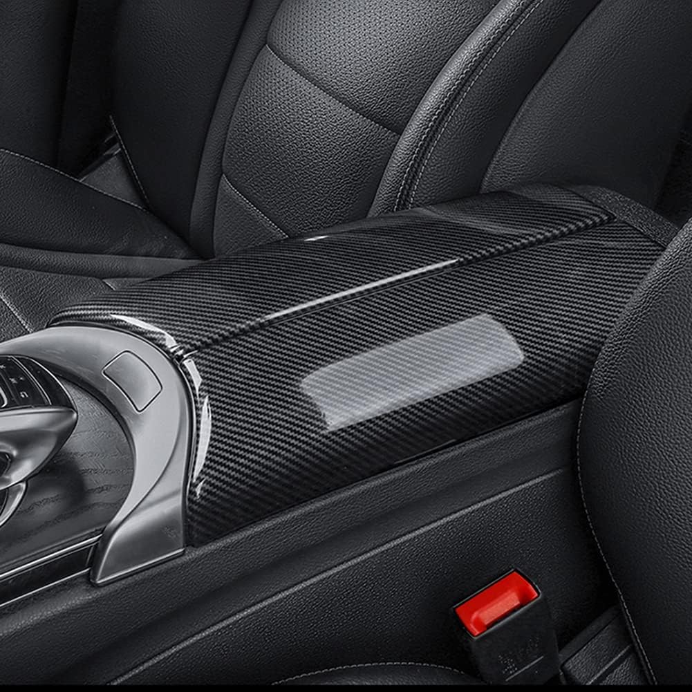 Car Interior Center Console Armrest Storage Box Protective Cover Trim (Carbon Fiber Color) E1468