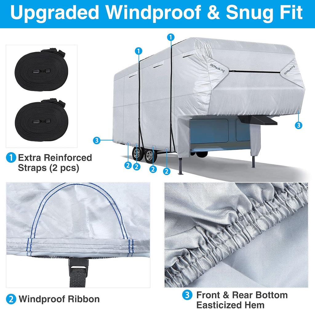 Rip-Stop 5th Wheel RV Cover Waterproof Polyester Pack of 2 U582