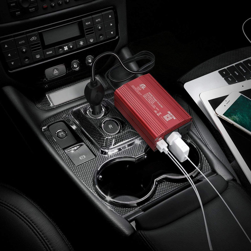 300W Power Inverter and 150W Car Power Inverter DC 12V to 110V AC USB Car Charger Pack of 2 Z26916