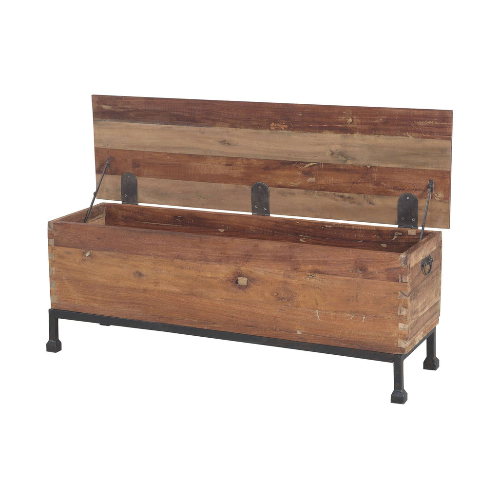 Farmhouse Hall Bench in Natural Rustic and Black X836518