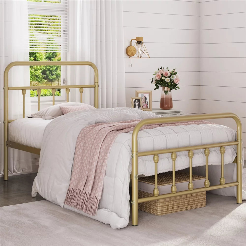 Queen Metal Bed Frame with Headboard & Footboard, White A445696