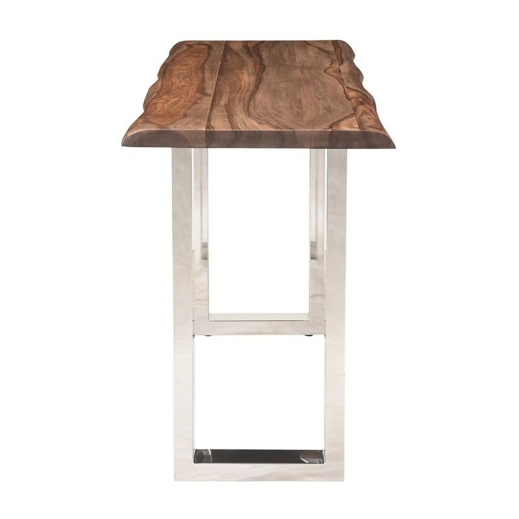 Wood Console Table with Brown Top Chrome Base T57216