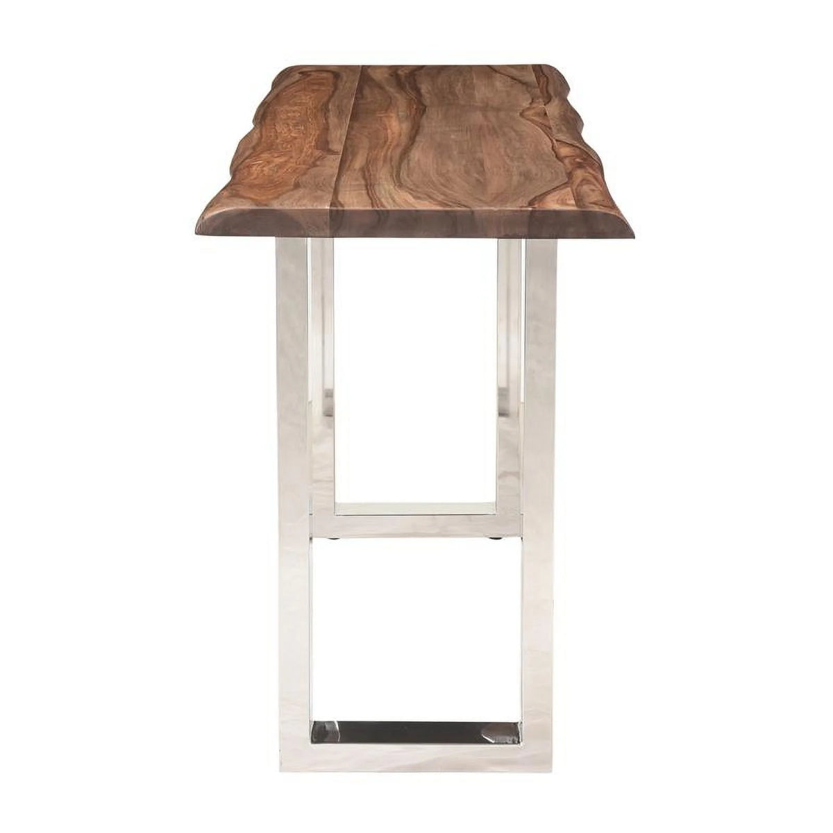 Wood Console Table with Brown Top Chrome Base T57216