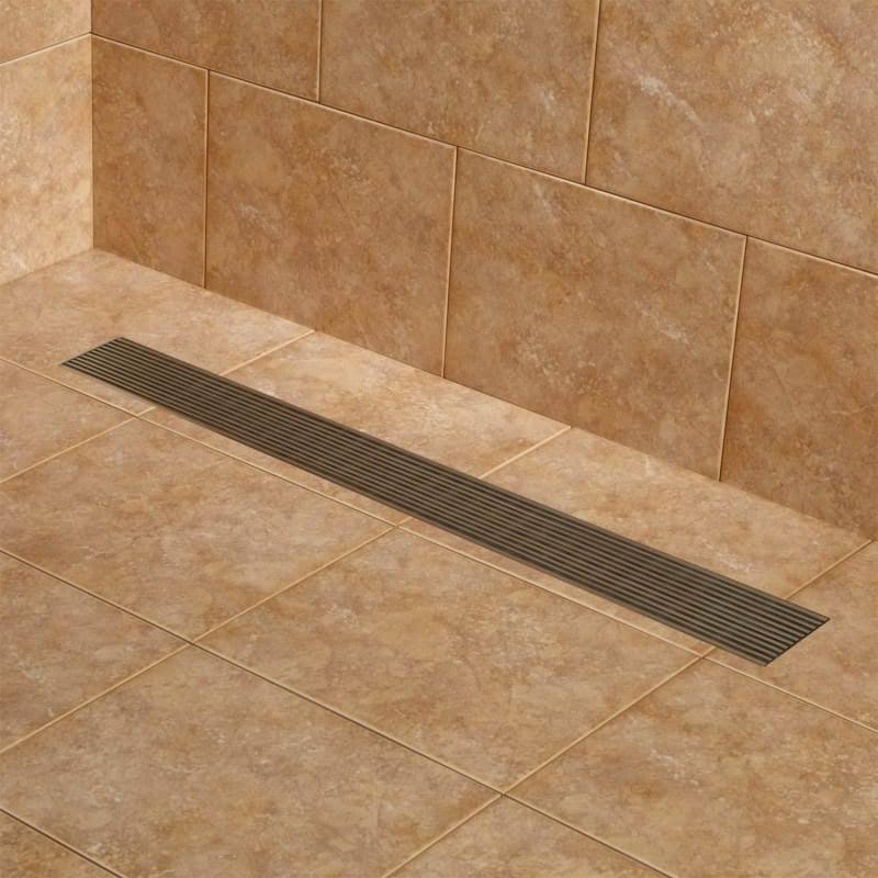Polished Stainless Steel Linear Shower Drain with Flange P50673