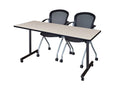 Maple Mobile Training Table with 2 Black Cadence Chairs C393322
