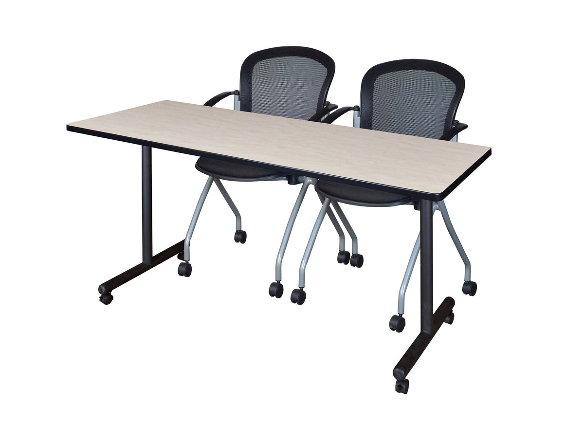 Maple Mobile Training Table with 2 Black Cadence Chairs C393322